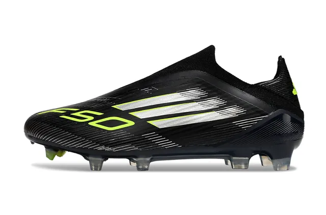 Adidas F50 Black and Neon Lime Firm-Ground Soccer Shoes 7