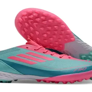 Adidas F50 Azul Rosa Upper de Tejido Ligero Silueta Baja Zapatillas de Fútbol para Césped