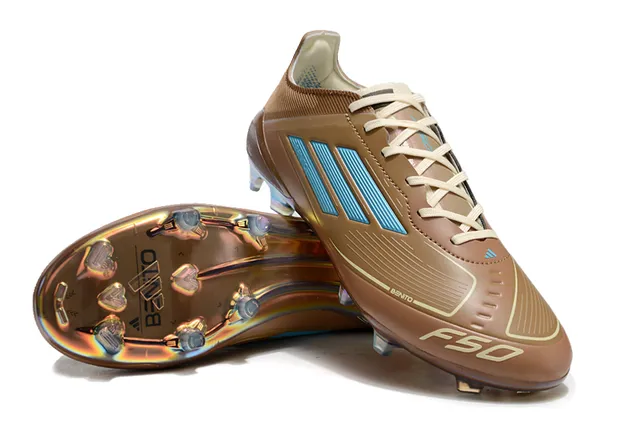 أديداس F50 بني أزرق منخفض القطع مسامير متلألئ هولوغرافي لوحة الكعب أرضية صلبة أحذية كرة القدم 4