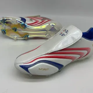 Adidas F50 Laceless White Red Blue Wave Stripe Firm-Ground Soccer Shoes