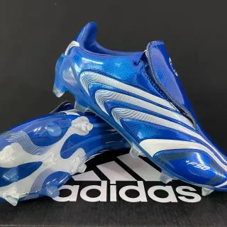 Adidas F50 Metallic Blue White Wave-Line Firm-Ground Soccer Shoes