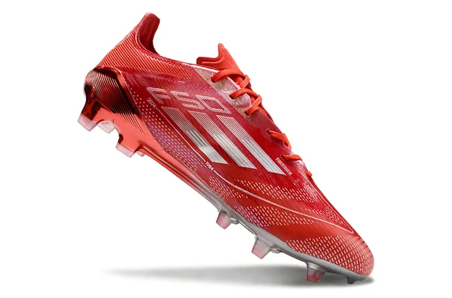 Adidas F50 Red Silver Low-Cut Synthetic Knit Speedframe Cage Firm-Ground Soccer Shoes 2
