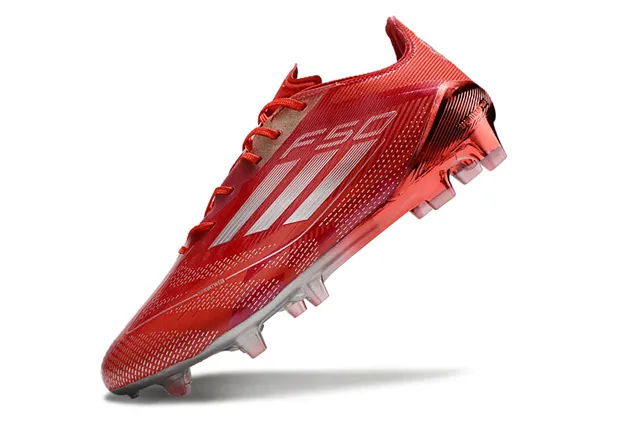 Adidas F50 Red Silver Low-Cut Synthetic Knit Speedframe Cage Firm-Ground Soccer Shoes 3