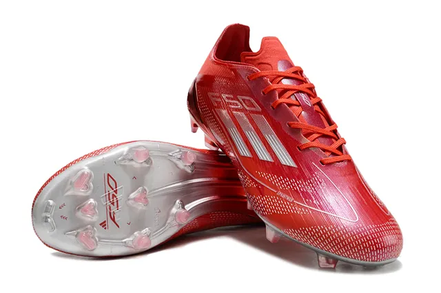 Adidas F50 Red Silver Low-Cut Synthetic Knit Speedframe Cage Firm-Ground Soccer Shoes 4