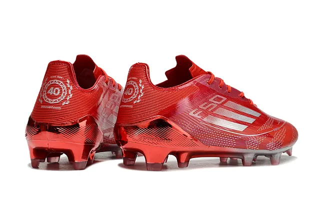 Adidas F50 Red Silver Low-Cut Synthetic Knit Speedframe Cage Firm-Ground Soccer Shoes 5