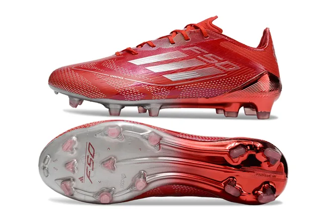 Adidas F50 Red Silver Low-Cut Synthetic Knit Speedframe Cage Firm-Ground Soccer Shoes 6