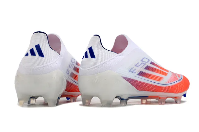Adidas F50 White Orange Laceless Sock-Fit Upper Gradient Mesh Firm-Ground Soccer Shoes 5