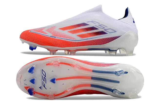 Adidas F50 White Orange Laceless Sock-Fit Upper Gradient Mesh Firm-Ground Soccer Shoes 6