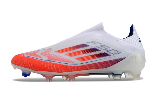 Adidas F50 White Orange Laceless Sock-Fit Upper Gradient Mesh Firm-Ground Soccer Shoes 7
