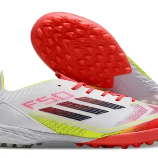 Adidas F50 White Red Low-Cut Synthetic Upper Molded Studs Turf Soccer Shoes