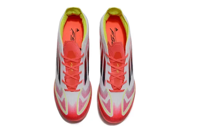 Adidas F50 Blanc Rouge Bas-Coupé Haut Synthétique Études Moulées Turf Chaussures de Football 2