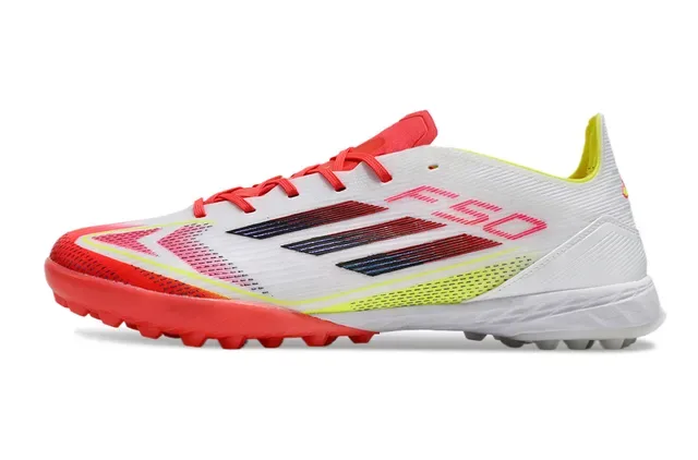 Adidas F50 Blanc Rouge Bas-Coupé Haut Synthétique Études Moulées Turf Chaussures de Football 8