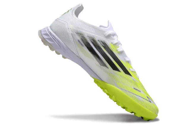 Adidas F50 White Yellow Low-Cut Synthetic Upper Three-Stripe Side Overlay Turf Soccer Shoes 2