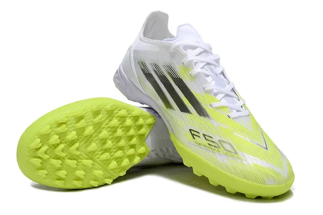 Adidas F50 White Yellow Low-Cut Synthetic Upper Three-Stripe Side Overlay Turf Soccer Shoes 4
