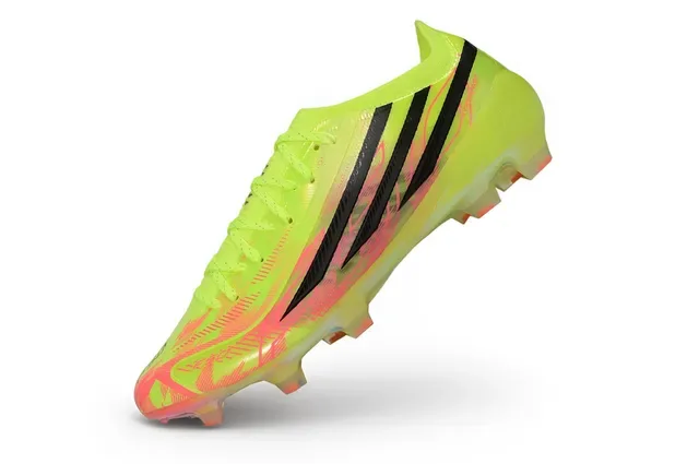 Adidas F50 Jaune Rose Néon Upper Synthétique Noir Three-Stripe Firm-Ground Chaussures de Football 3