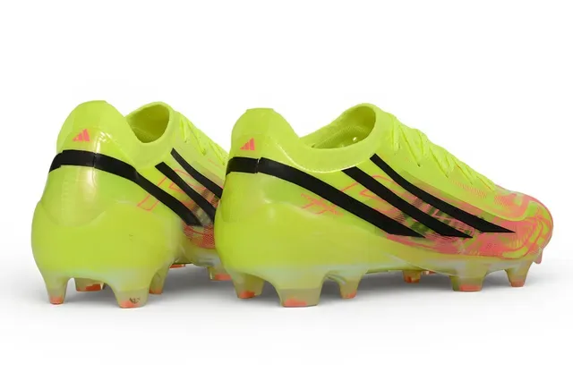 Adidas F50 Jaune Rose Néon Upper Synthétique Noir Three-Stripe Firm-Ground Chaussures de Football 4