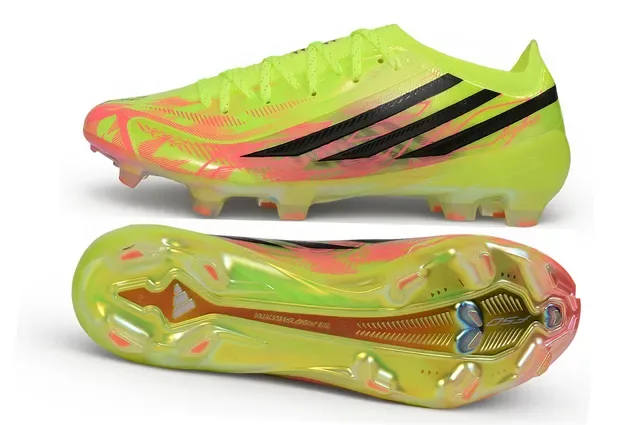 Adidas F50 Jaune Rose Néon Upper Synthétique Noir Three-Stripe Firm-Ground Chaussures de Football 5