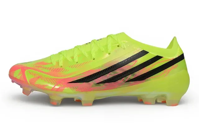 Adidas F50 Jaune Rose Néon Upper Synthétique Noir Three-Stripe Firm-Ground Chaussures de Football 6