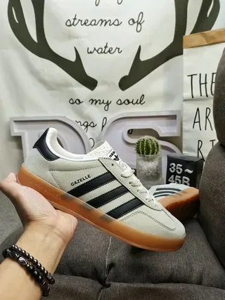 Adidas Gazelle Beige and Black Lifestyle Sneakers 5