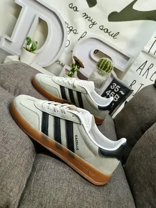 Adidas Gazelle Beige and Black Lifestyle Sneakers 7