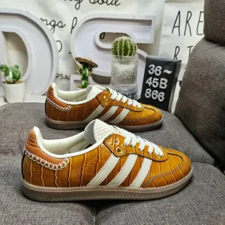 Adidas Gazelle OG Mustard Croc-Embossed Leather Lifestyle Sneakers