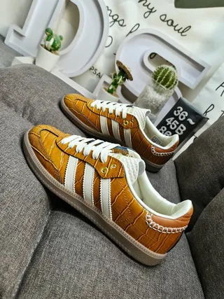 Adidas Gazelle OG Mustard Croc-Embossed Leather Lifestyle Sneakers 7