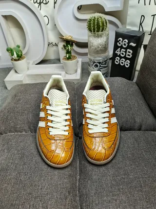 Adidas Gazelle OG Mustard Croc-Embossed Leather Lifestyle Sneakers 10