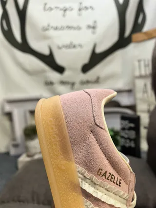 Adidas Gazelle Pink Beige Suede Lifestyle Sneakers 3