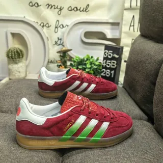 Adidas Gazelle Red Suede Green Stripe Lifestyle Sneakers