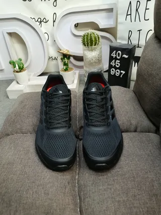 Adidas Gray Black Lightweight Mesh Upper Three-Stripe Side Branding Lifestyle Sneakers 20