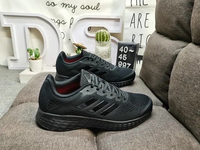 Adidas Gray Black Lightweight Mesh Upper Three-Stripe Side Branding Lifestyle Sneakers 21