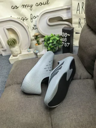Adidas Gray Black Ribbed Monolithic Upper Laceless Slip-On Lifestyle Sneakers 6