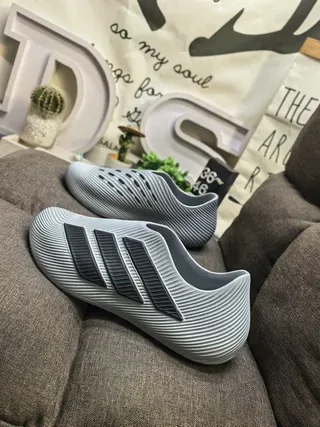 Adidas Gray Black Ribbed Monolithic Upper Laceless Slip-On Lifestyle Sneakers 7