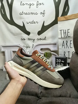 Adidas Gray Brown Retro Runner Silhouette Suede And Leather Upper Lifestyle Sneakers 5