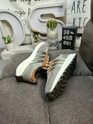 Adidas Gray Brown Retro Runner Silhouette Suede And Leather Upper Lifestyle Sneakers 6