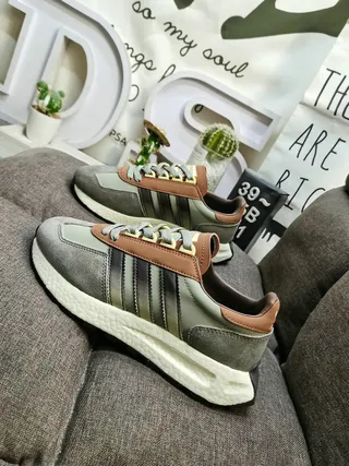 Adidas Gray Brown Retro Runner Silhouette Suede And Leather Upper Lifestyle Sneakers 7