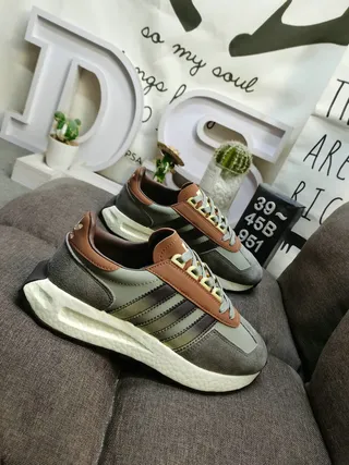 Adidas Gray Brown Retro Runner Silhouette Suede And Leather Upper Lifestyle Sneakers 9