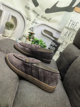 Adidas Gray Brown Suede Upper Padded Strap Loafer 7