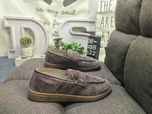 Adidas Gray Brown Suede Upper Padded Strap Loafer 11