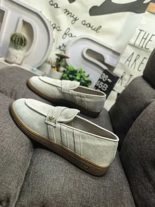 Adidas Gray Brown Suede Upper Padded Strap Loafer 17