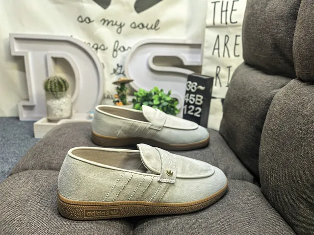 Adidas Gray Brown Suede Upper Padded Strap Loafer 21