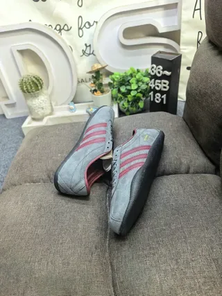 Adidas Gray Burgundy Suede Upper Three-Stripe Side Panel Lifestyle Sneakers 6