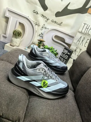 Adidas Gray Green Mesh Upper Three-Tone Lifestyle Sneakers 9
