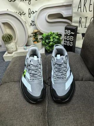 Adidas Gray Green Mesh Upper Three-Tone Lifestyle Sneakers 10