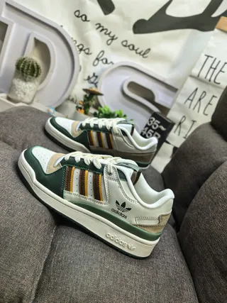 Adidas Green Beige Low-Top Panelled Upper Lifestyle Sneakers 7