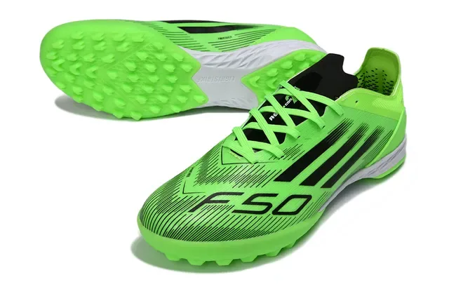 Adidas Vert Noir Low-Cut Upper Synthétique Trois Rayures Chaussures de Football Turf 4