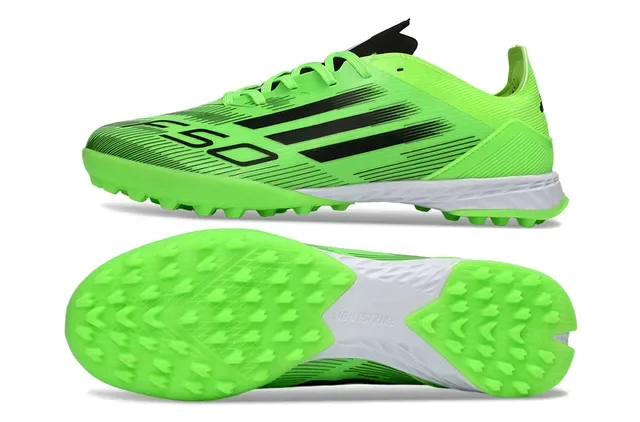 Adidas Vert Noir Low-Cut Upper Synthétique Trois Rayures Chaussures de Football Turf 6