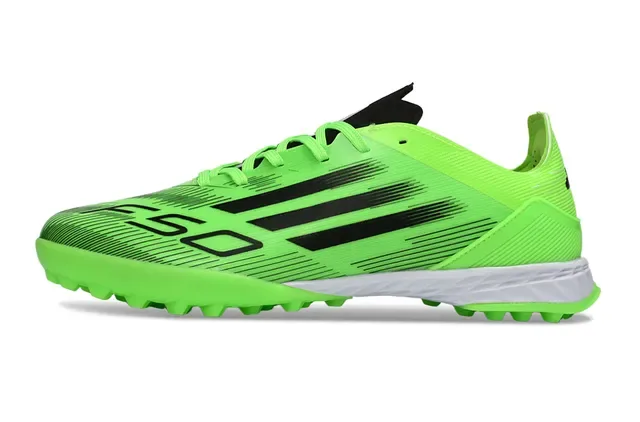 Adidas Vert Noir Low-Cut Upper Synthétique Trois Rayures Chaussures de Football Turf 7