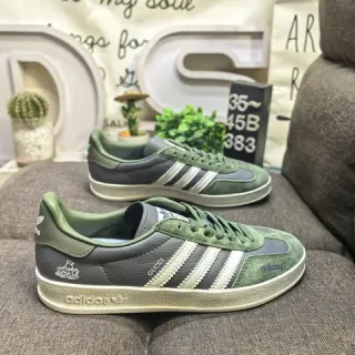 Adidas Green Gray Low-Top Suede-Leather Mix Lifestyle Sneakers