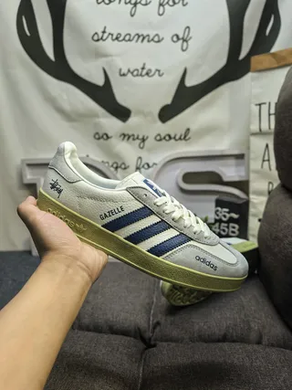 Adidas Green Gray Low-Top Suede-Leather Mix Lifestyle Sneakers 5